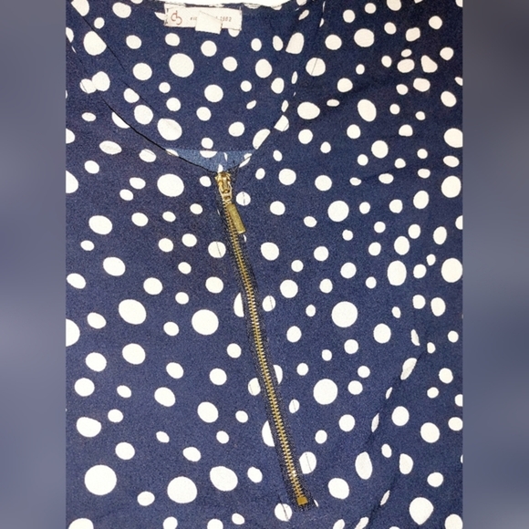 db established 1962 3X‎ navy blue polka dot 3/4 sleeve blouse - Picture 4 of 7
